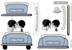Bride and Groom Wedding Car Topper Set 4