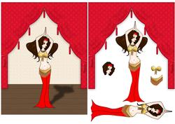 Bellydancer in Red and Gold Costume