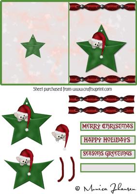 Christmas Kitten in Green Star