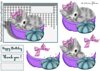 Grey Kitten in Basket
