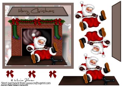 Vintage Santa Down the Chimney