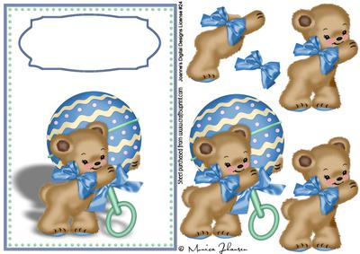 Babybear with Rattle, Blue