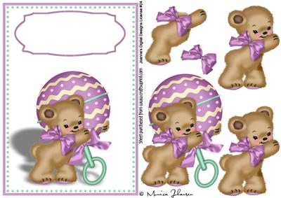 Babybear with Rattle, Pink