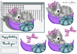Grey Kitten in Basket