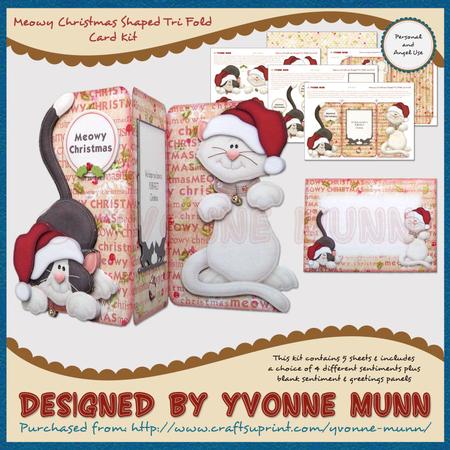 Meowy Christmas Shaped Tri Fold Card Kit