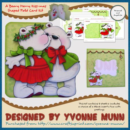 A Beary Merry Kiss-mas Shaped Fold Card Kit