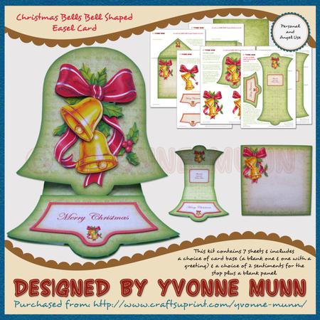 Christmas Bells Bell Shaped Easel Card Kit