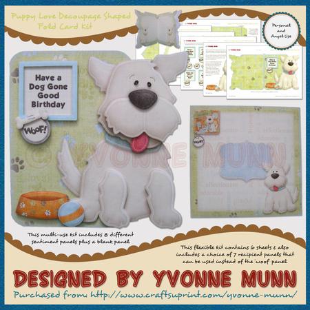 Puppy Love Decoupage Shaped Fold Card Kit