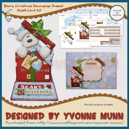 Beary Christmas Decoupage Shaped Easel Card Kit
