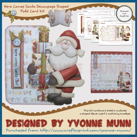 Here Comes Santa Decoupage Shaped Fold Card Kit