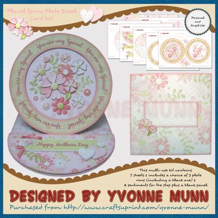 Floral Spray Plate Easel Card Kit
