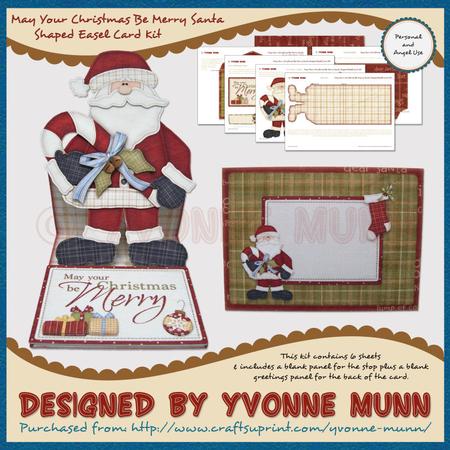 May Your Christmas Be Merry Santa Shaped Easel Card Kit