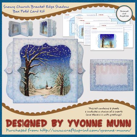 Snowy Church Bracket Edge Shadow Box Fold Card Kit