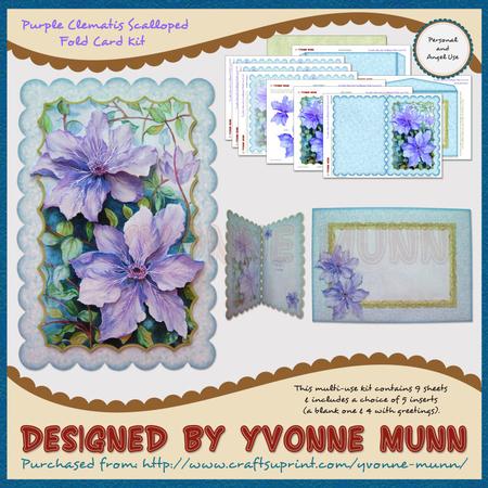 Purple Clematis Scalloped Fold Card Kit