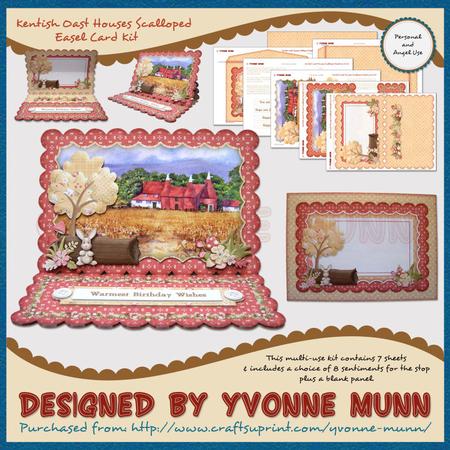 Kentish Oast Houses Scalloped Easel Card Kit