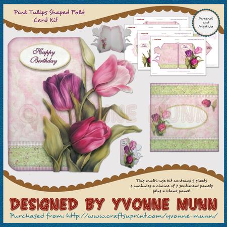 Pink Tulips Shaped Fold Card Kit