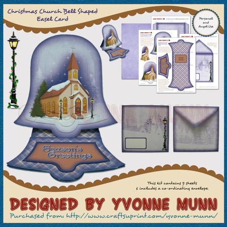 Christmas Church Bell Shaped Easel Card Kit