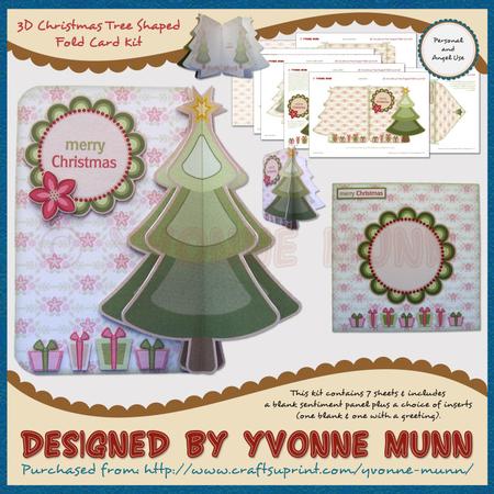 3D Christmas Tree Shaped Fold Card Kit