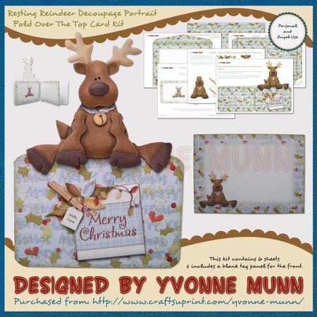 Resting Reindeer Portrait Fold Over the Top Card Kit