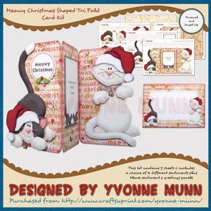 Meowy Christmas Shaped Tri Fold Card Kit