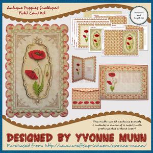 Antique Poppies Scalloped Fold Card Kit