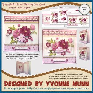 Beyoutiful Pink Flowers Duo Card Front with Insert