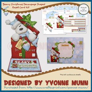 Beary Christmas Decoupage Shaped Easel Card Kit