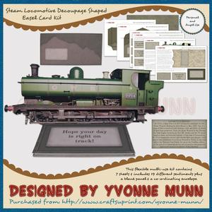 Steam Locomotive Decoupage Shaped Easel Card Kit