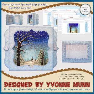 Snowy Church Bracket Edge Shadow Box Fold Card Kit