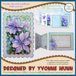 Purple Clematis Scalloped Fold Card Kit