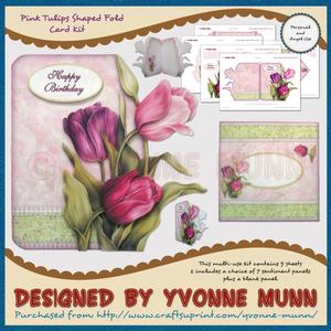 Pink Tulips Shaped Fold Card Kit