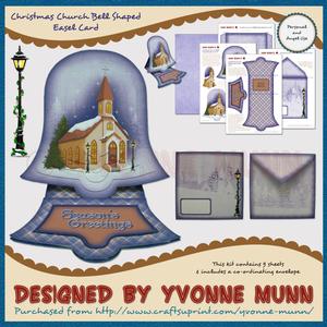 Christmas Church Bell Shaped Easel Card Kit
