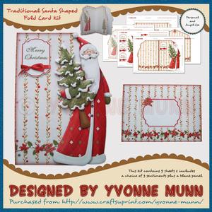 Traditional Santa Shaped Fold Card Kit