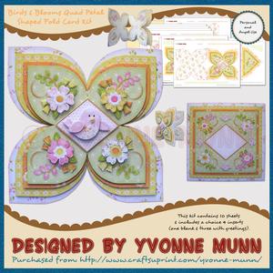 Birds & Blossoms Quad Petal Shaped Fold Card Kit