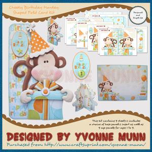 Cheeky Birthday Monkey Shaped Fold Card Kit