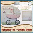 Baby Girl Pram Shaped Fold Card Kit
