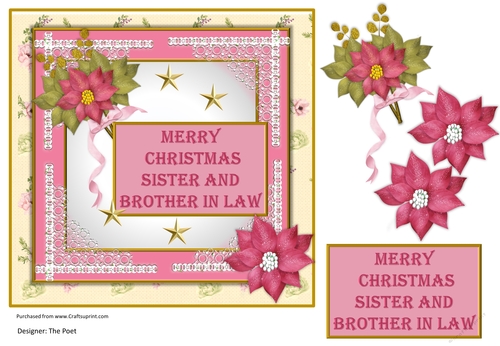 Sister and Brother in law, Christmas card, decoupage sheet, A4 Quick Card