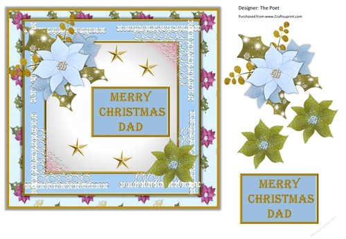 Dad, Christmas card, decoupage sheet, A4 Quick Card