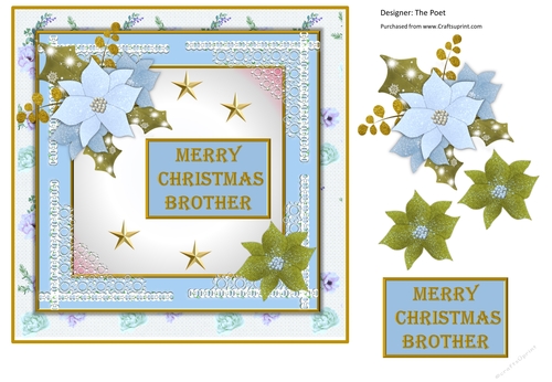 Brother, Christmas card, decoupage sheet, A4 Quick Card