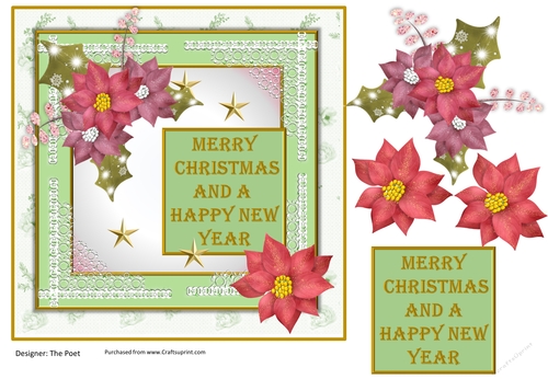 Merry Christmas, Christmas Card decoupage sheet, A4 item