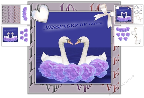 Messenger of Love Swans, Mini Kit, Decoupage Sheets