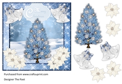 Blue Sparkle Merry Christmas Quick card decoupage sheet