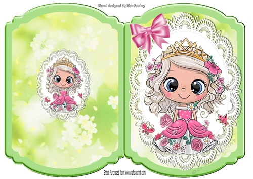 pretty little princess dressed in pink with bow bracket card