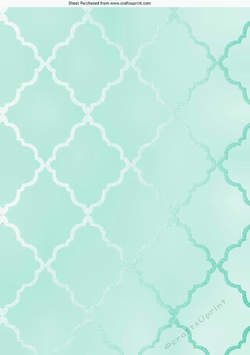 Pretty turq diamond shiny effect A4 portrait backing paper