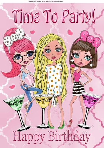 Party Girls with coctails A4