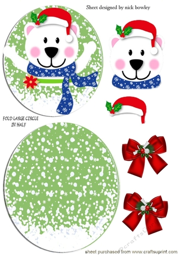 A lovely rocker card of a polar bear & bows