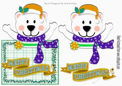 A lovely over the edge card front card of a polar bear (gold)