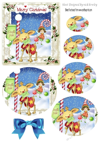Whimsical rudy and faerie in holly/berry oval pyramids