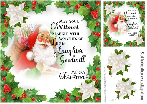A lovely festive christmas frame, with white poinsettias  & verse card front 8x8