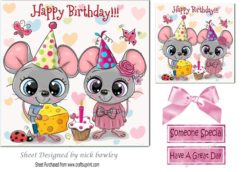 Cute little mice cheese party 7x7